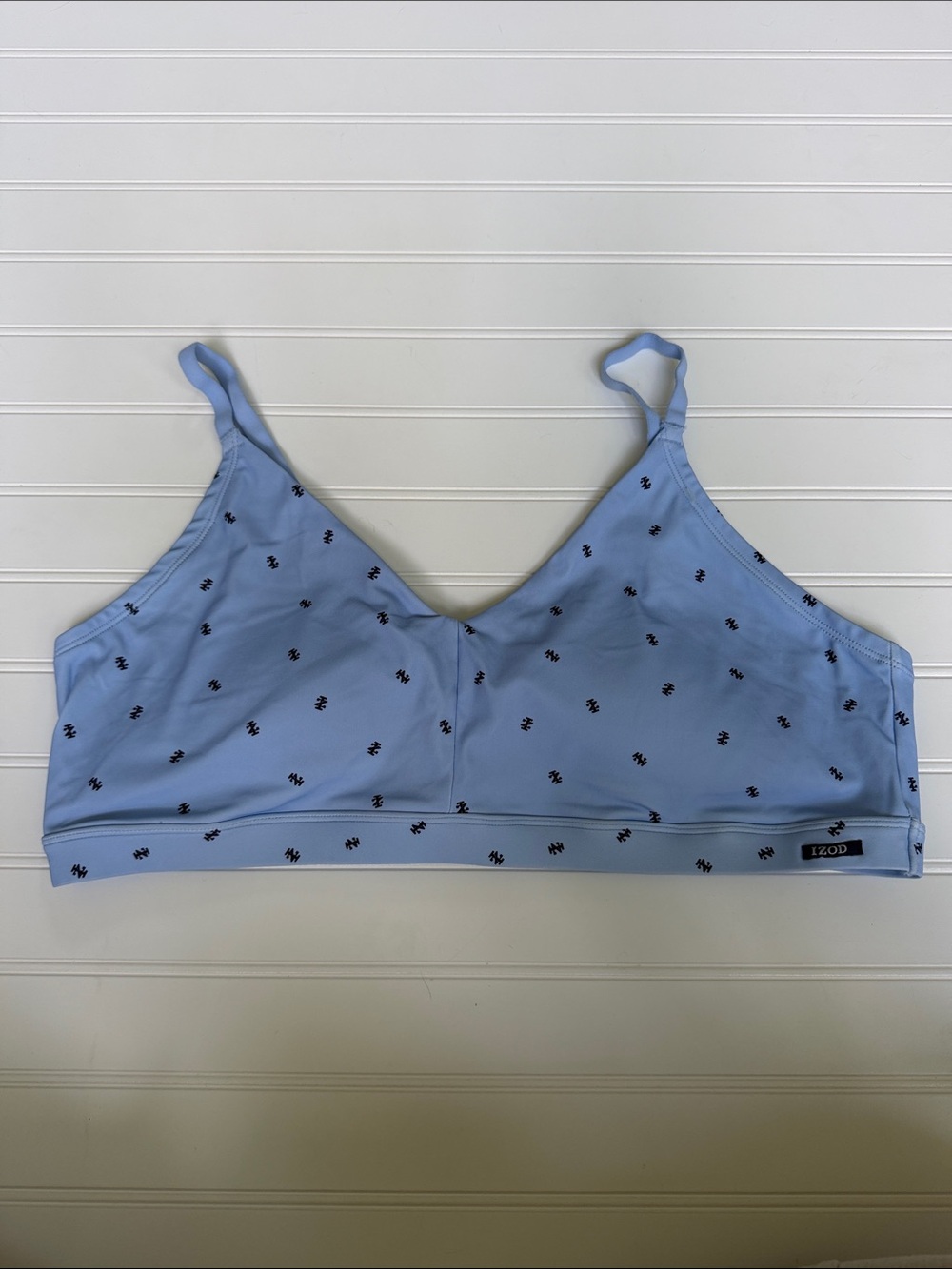 (364)IZOD Blue Logo Print Bralette Sports Bra Women’s 3X Plus Adjustable Straps